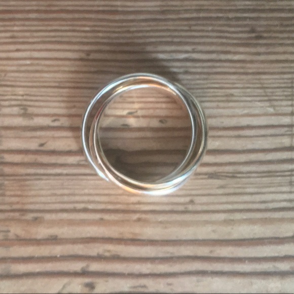 14k Gold Rolling 3 Ring Bands White Yellow Rose Vintage Pre owned Size 6-6.5 - Picture 6 of 11